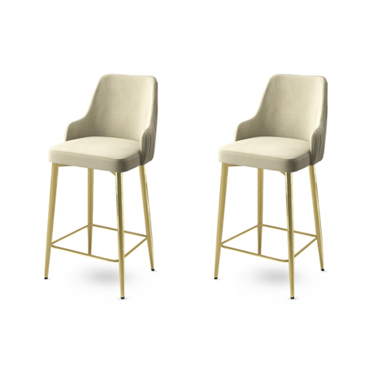 Set scaun de bar (2 bucăți), Hanah Home, Enox, Crem / Aur - imagine 3